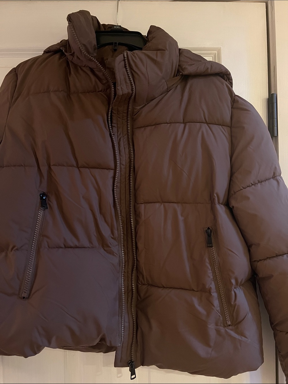 Women's Brown Puffer Jacket - Insulated Hooded Coat